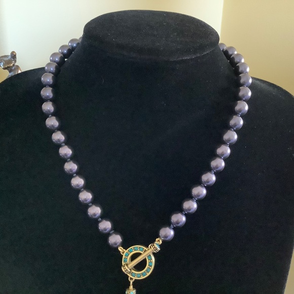 Heidi Daus Beaded Crystal Toggle Necklace With Earrings and Ring Set Blue Multi - Picture 6 of 16